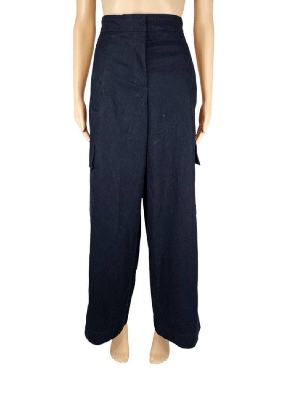 COS | Cropped Wide-Leg Cargo Trousers | Dark Navy Blue | Size 12 | NWOT - Picture 1 of 10